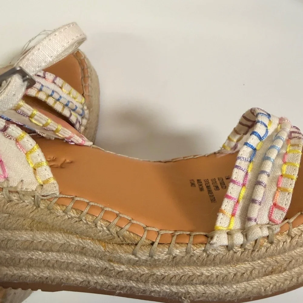 Splendid Lizzy Espadrille Sandals Women 7.5 Cream Multi Excellent Wedge Platform